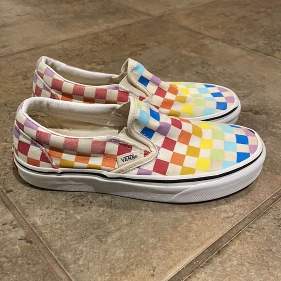Vans Rainbow Checkerboard Slip-on Sneakers Unisex Size M4 W 5.5 500714 - Picture 8 of 12